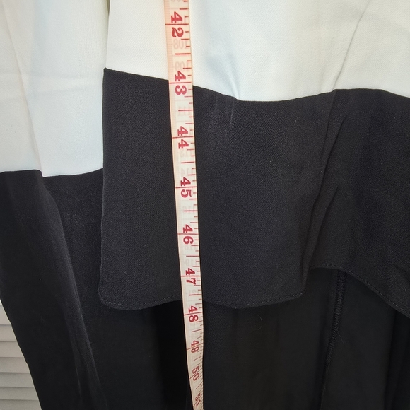 GRACIA Cutout Maxi Dress Bold Stripe Hi-Low Hem B&W Sz Large Gown Mod Minimalist - Picture 14 of 16